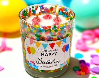 Happy Birthday Soy Candle - Non Toxic, Vegan, Handmade, Sugar Plum Punch Scented Birthday Gift