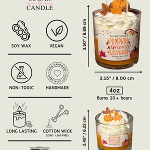 Pumpkin Spice Latte Soy Candle: Non Toxic, Vegan, Handmade, Fall Season & Spicy Lovers gift image 3
