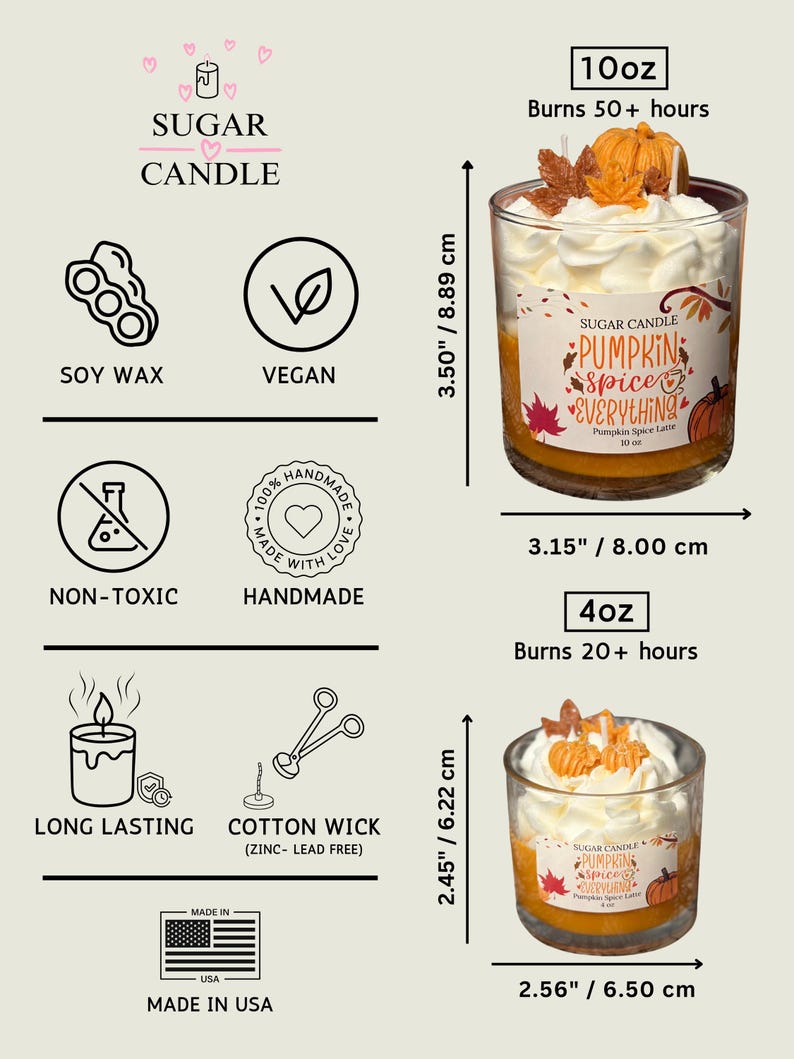 Pumpkin Spice Latte Soy Candle: Non Toxic, Vegan, Handmade, Fall Season & Spicy Lovers gift image 3