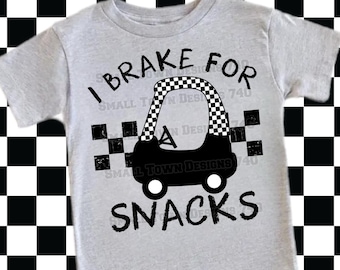 I Brake For Snacks, Checkered, Toddler, Kids, DTF transfer, Ready to Press DTF Transfers - Direct to Film Transfers