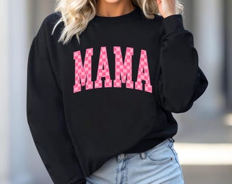 Pink Checkered Mama, Soft Girl Aesthetic, Mother&#39;s Day Girly, Ready to Press DTF Transfers  - Direct to Film Transfers