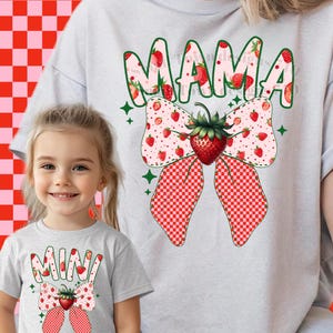 Mama, Coquette Bow, Strawberry, Summer Vibes, DTF transfer, Ready to Press DTF Transfers  - Direct to Film Transfers