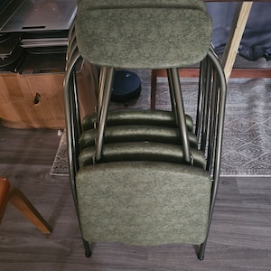 Set 4 Cosco Stylaire RARE Olive Green Metal Folding Chairs retro mid century modern