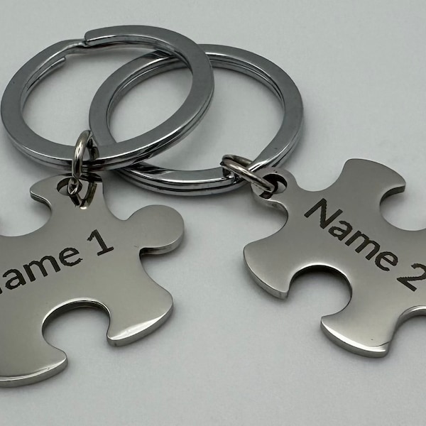 Personalisierte Paar Schlüsselanhänger Puzzle Edelstahl silber Muttertag