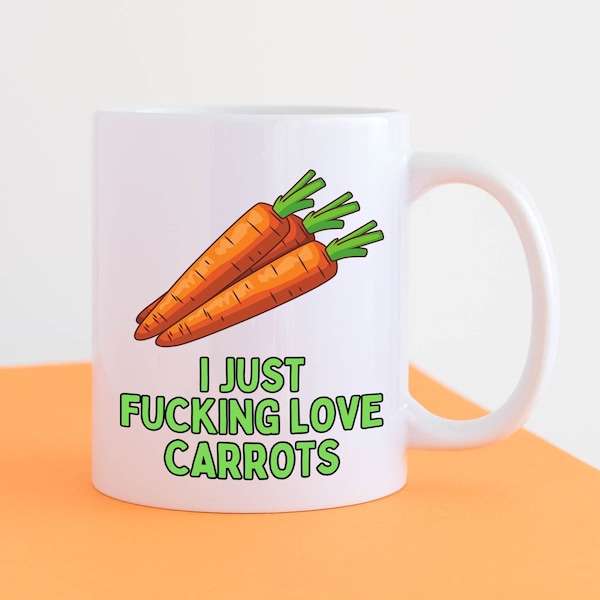 Divertente tazza di carota - I Just Fucking Love Carrots Mug - Divertente scherzo idea regalo di carota - Tazza regalo per amante della carota per lui Il suo compleanno Natale