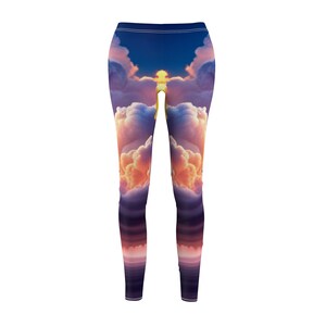 Cloud Print Leggings: Yoga Pants, AI Generated Art image 2