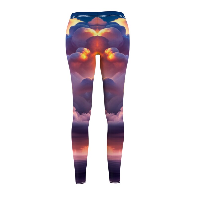 Cloud Print Leggings: Yoga Pants, AI Generated Art image 3