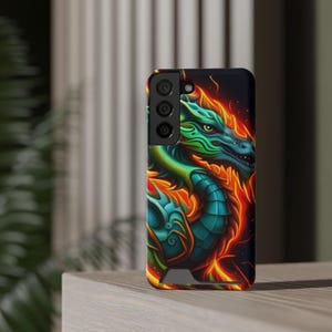 Funda para teléfono con diseño de dragón, dragón verde que escupe fuego, tarjetero con forma de criatura monstruosa, funda para iPhone con diseño de bestia mítica, regalo de fantasía medieval