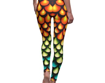 Dragon Scale Leggings: Vibrant Polyester Activewear