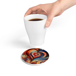 Colorful Heart Ceramic Coaster, Cup Mat, Drink Holder, Table Protector, Valentine&#39;s Day Gift