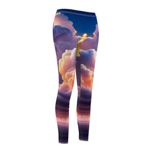 Cloud Print Leggings: Yoga Pants, AI Generated Art image 4