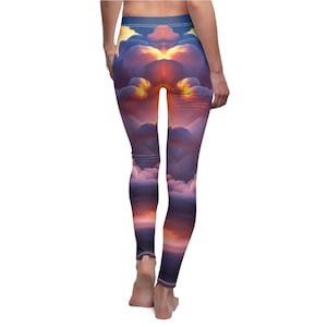 Cloud Print Leggings: Yoga Pants, AI Generated Art image 1