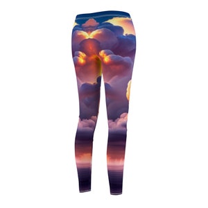 Cloud Print Leggings: Yoga Pants, AI Generated Art image 5