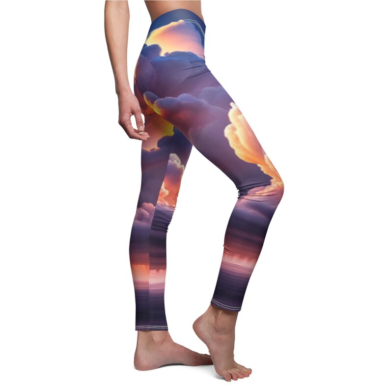 Cloud Print Leggings: Yoga Pants, AI Generated Art image 7