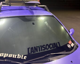 Antisocial Trending Car Windshield Banner Sticker