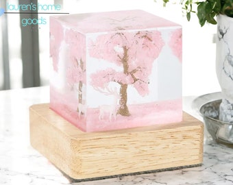 Night Light Pink Blossom Tree Night Light Resin Light Sakura Tree Cherry Tree Night Lamp Bedroom Lamp Bedroom Night Light Gifts