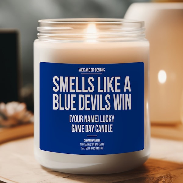 Personalized Smells like A Blue Devils Win Candle | Custom Duke Candle | Gift for Duke Fan | Lucky Candle | Gift for Blue Devils Fan | Duke