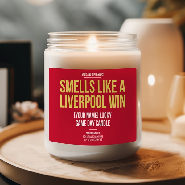 Smells Like A Liverpool Win Candle | Personalized Liverpool FC Candle | Gift for Liverpool Fan | Lucky Candle | Liverpool The Reds, Soccer