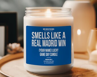 Smells Like A Real Madrid Win Candle | Personalized Real Madrid FC Candle | Gift for Real Madrid Fan | Lucky Candle | Real Madrid, Soccer