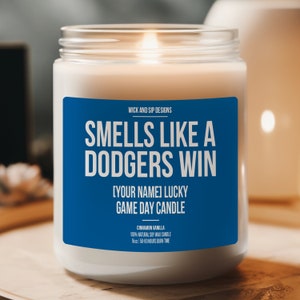 Personalized Smells like A Dodgers Win Candle, Custom LA Dodgers Candle, Gift for Baseball Fan, Lucky Candle, Gift for Dodgers Fan, Man Cave