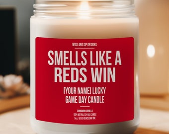 Personalized Smells like A Reds Win Candle | Gift for Cincinnati Red's Fan | Custom Gift for Baseball Fan | Unique Gift for Sports Fan