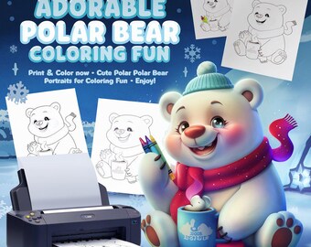 Polar Bear Coloring Pages for Kids Printable PDF JPG, 14 Cute Winter ...