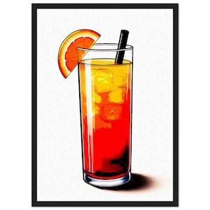 Retro Sex on the Beach Cocktail FRAMED Art Print | Vibrant Bar / kitchen Decor