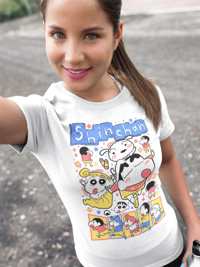 Shinchan Crayon Unisex Tshirt Fun Cartoon Character Tee for Adults