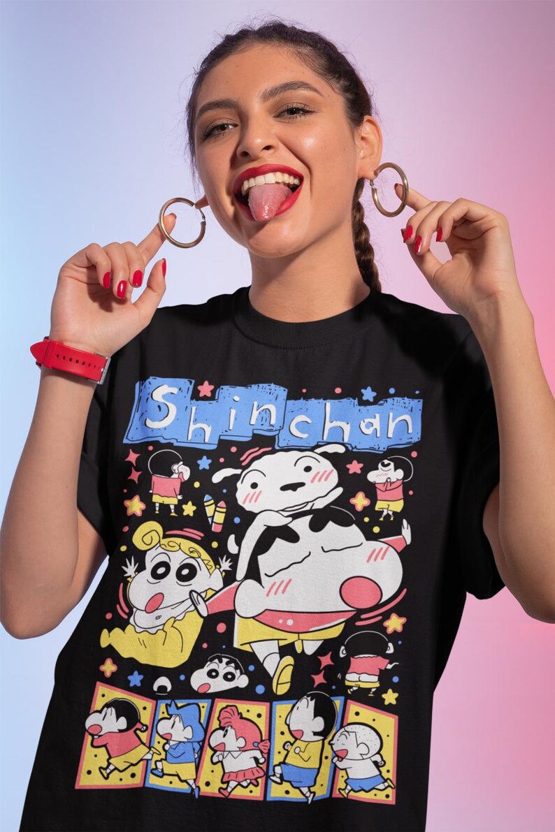 Shinchan Crayon Unisex Tshirt Fun Cartoon Character Tee for Adults