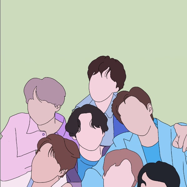 BTS Bangtan Boys Minimalist Faceless Portrait Digital Art Digital Print