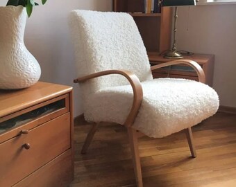 vintage jaren 60 retro fauteuil Halabala ontworpen door Jaroslaw Smidek (gerestaureerd)