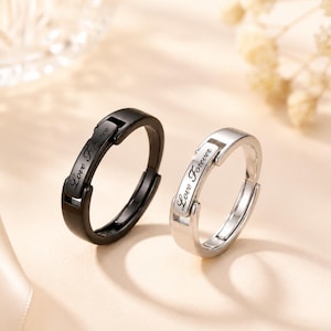 Ring för långdistansförhållande | Anpassad namnring | Justerbar öppen ring | Personlig LDR-present till pojkvän/flickvän | Parminnessak