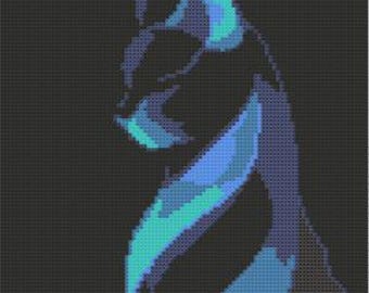 Cat Profile Shadow, Crochet, Colorwork, Chart, afghan, pattern, blanket, graphghan, tapestry crochet