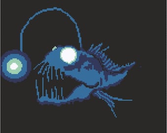 Angler Fish Crochet, Colorwork, Chart, afghan, pattern, blanket, graphghan, tapestry crochet