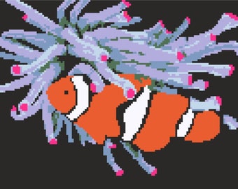 Clown Fish, Crochet, Colorwork, Chart, afghan, pattern, blanket, graphghan, tapestry crochet