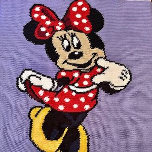 Myszka Minnie, Kolorowanie, Wykres, Afgan, Wzór, Koc, Grafghan, Gobelin szydełkowy