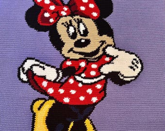 Minnie Mouse, Colorwork, Chart, afghan, pattern, blanket, graphghan, tapestry crochet