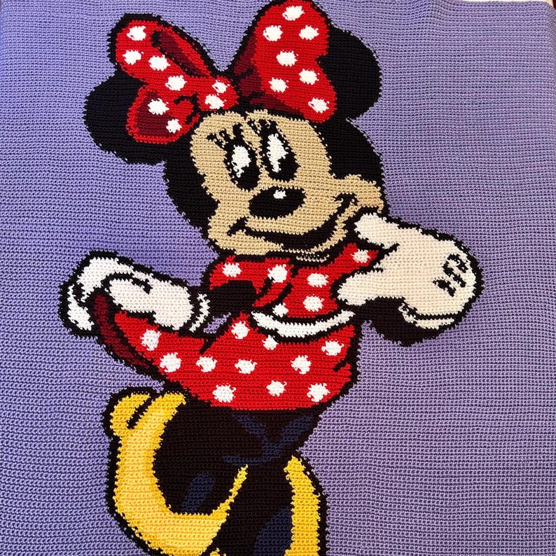 Minnie Mouse, Colorwork, Chart, afghan, pattern, blanket, graphghan, tapestry crochet image 1