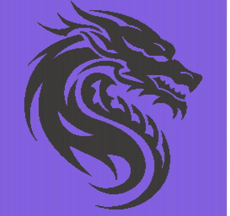 Dragon Head Profile, Crochet, Colorwork, Chart, Afghan, Pattern