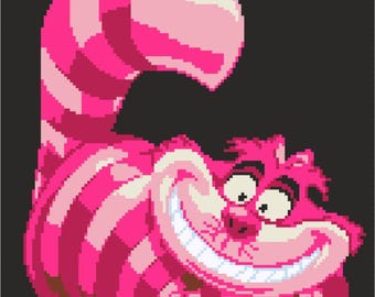 Cheshire Cat, Alice in Wonderland, Colorwork, Chart, afghan, pattern, blanket, graphghan, tapestry crochet