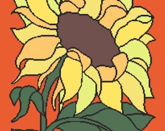Sunflower, Crochet, Colorwork, Chart, afghan, pattern, blanket, graphghan, tapestry crochet