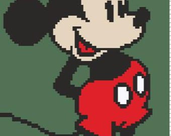 Mickey Mouse 2, Colorwork, Chart, afghan, pattern, blanket, graphghan, tapestry crochet