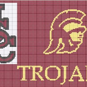 南カリフォルニア大学、トロイアンズ、かぎ針編み、カラーワーク、チャート、アフガン、パターン、タペストリーかぎ針編み