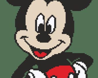 Mickey Mouse, Colorwork, Chart, afghan, pattern, blanket, graphghan, tapestry crochet