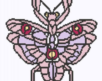 Orchid Praying Mantis, Crochet, Colorwork, Chart, afghan, pattern, blanket