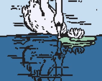 Swan and Lily Pad Reflection Crochet, Colorwork, Chart, afghan, pattern, blanket, graphghan, tapestry crochet