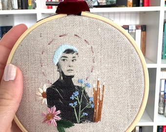 Miss Hepburn Wildflower Embroidery Portrait