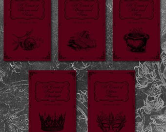 Printable Burgundy & Black Antique Dust Jacket for A Court of Thorns and Roses