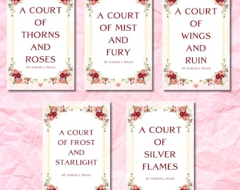 Pink Floral Dust Jacket for A Court of Thorns and Roses