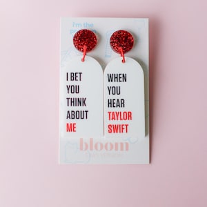 Aposto que você pensa em mim balança - brincos inspirados na camisa 22 da Taylor Swift Swifties